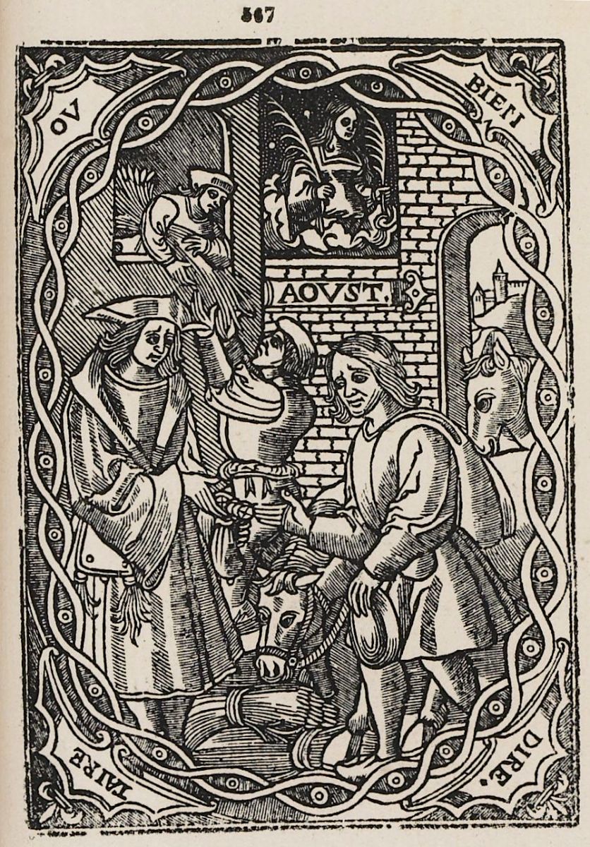 Gravure pour illustrer le mois d'août, Album Baudot, 19e siècle [Étagère M.1566]