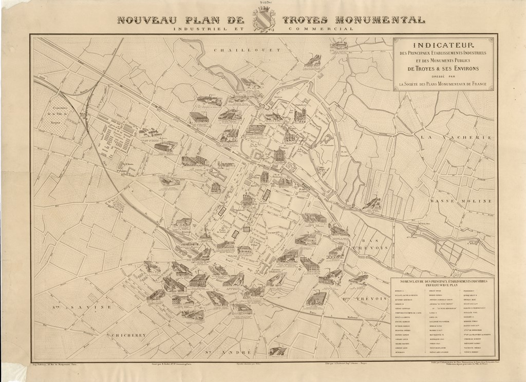 Nouveau Plan de Troyes monumental, industriel et commercial, début du 20e siècle [Carte loc. 2016] 