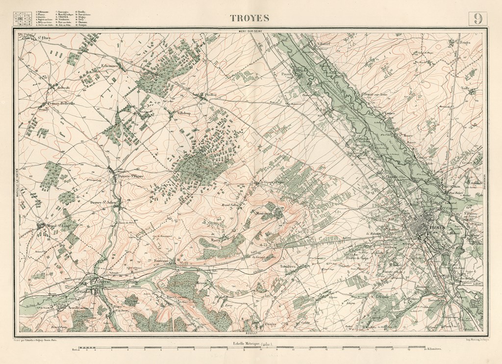 Atlas du département de l'Aube en dix-huit feuilles, Troyes, 1875 [Carte loc. 2081]