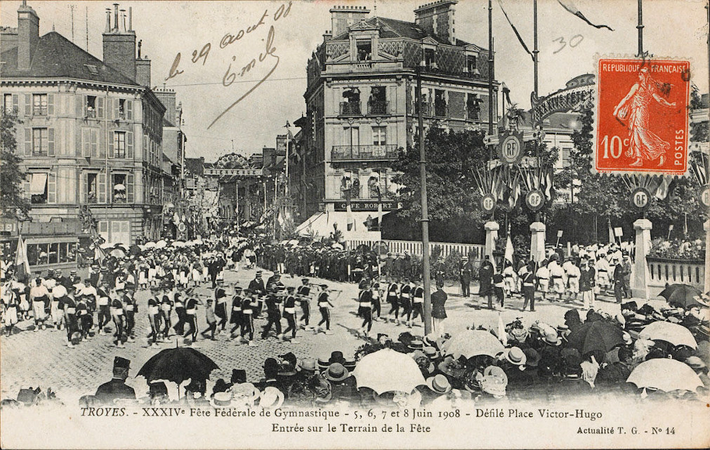 36e Fête fédérale de gymnastique à Troyes en 1908. Début 20e siècle [CP 5911]